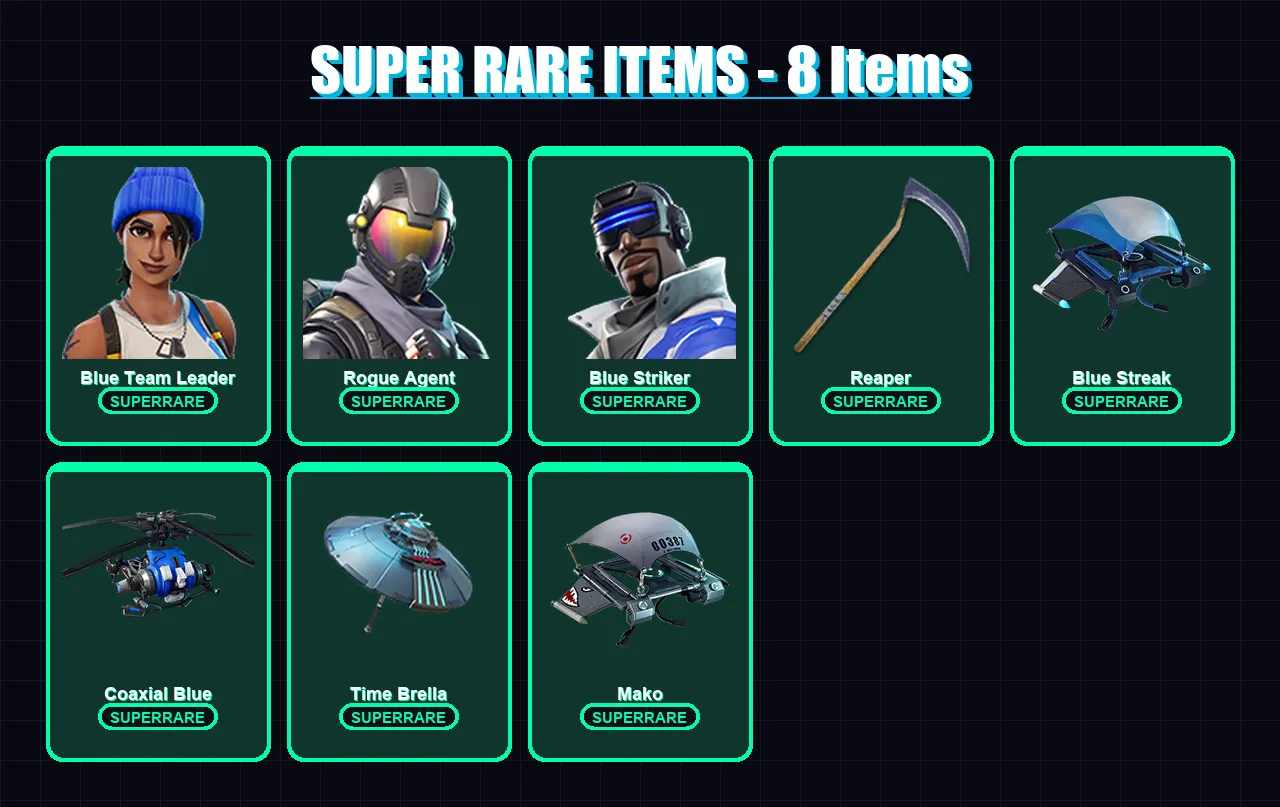 [PC/XBOX] | Blue Team Leader | Rogue Agent | Blue Striker | Ark | Ronin | 52 skin | 61 pickaxe | 66 emote | 68 glider | Lv1243 — Fortnite account