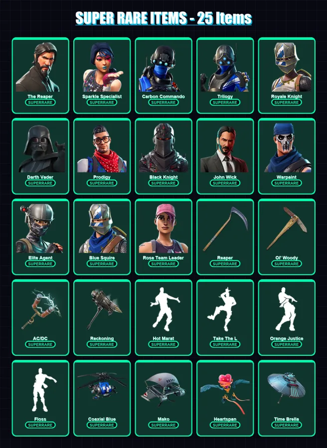 [PC/XBOX] | The Reaper | Sparkle Specialist | Carbon Commando | Trilogy | Royale Knight | 211 skin | 189 pickaxe | 185 emote | 183 glider | Lv2659