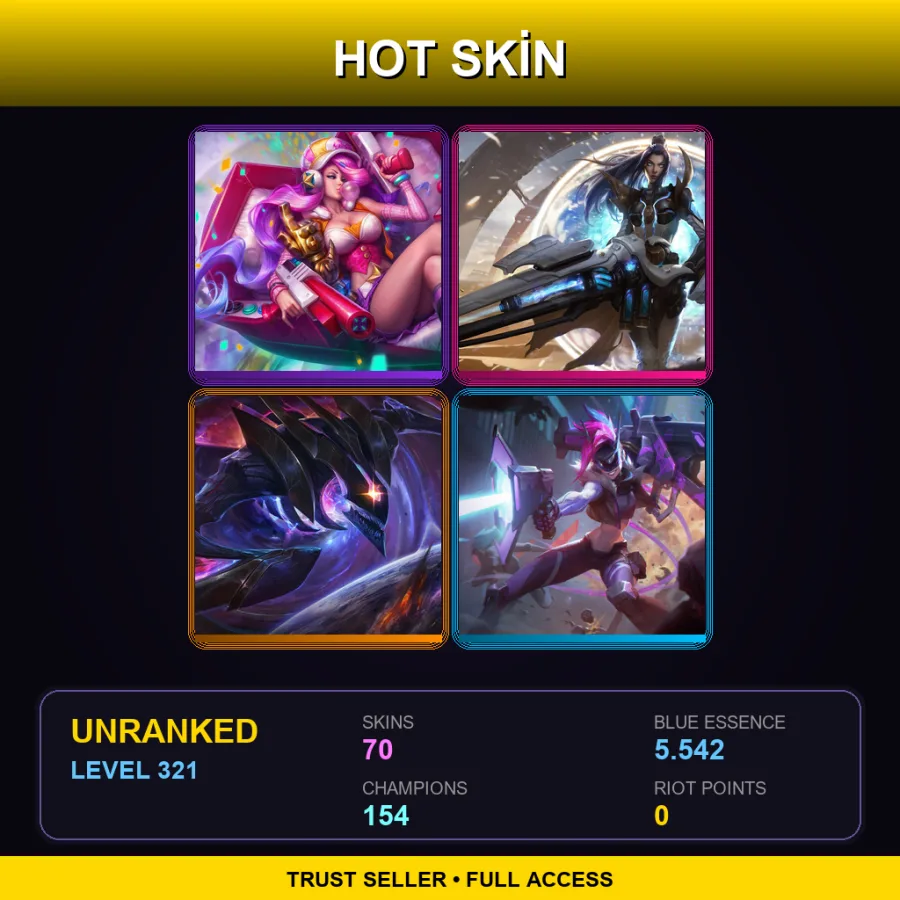 LAN | Lv321 | Unranked | 70 Skin | 154 Champ