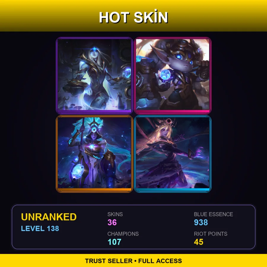 EUW | Lv138 | Unranked | 36 Skin | 107 Champ