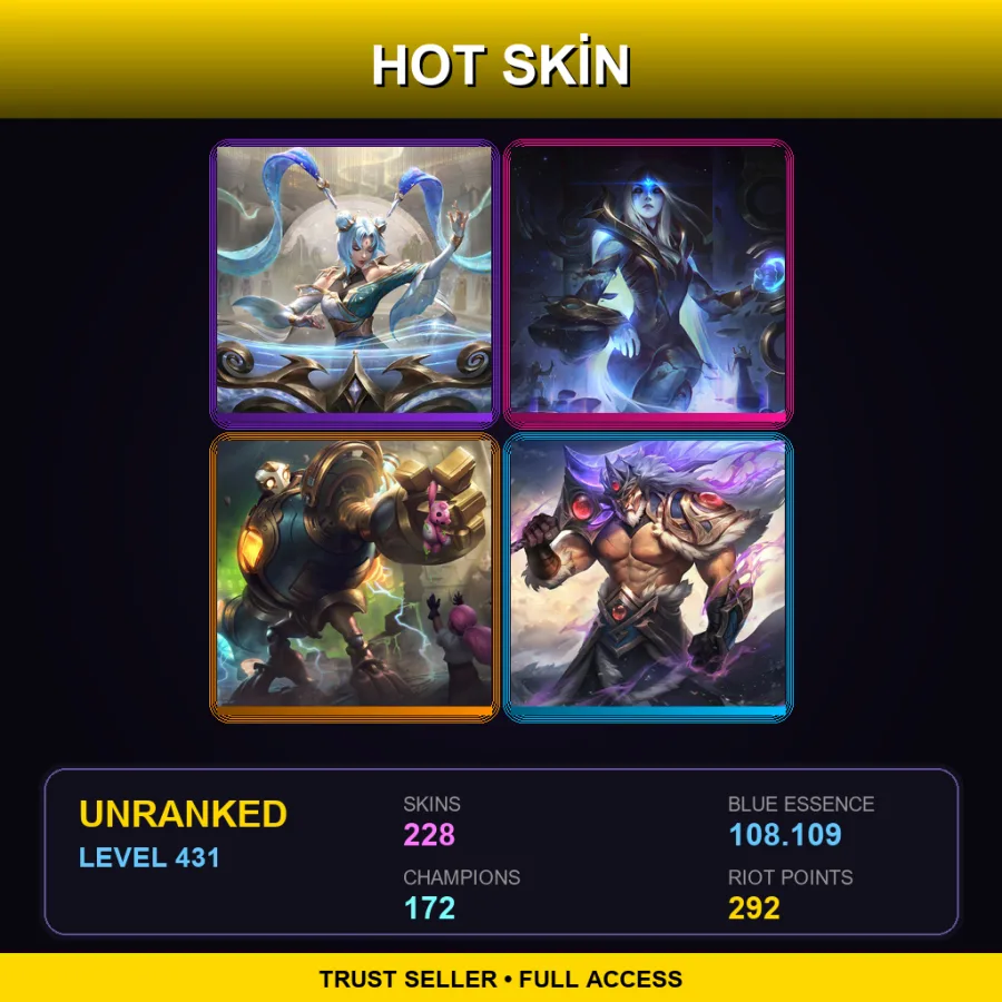 LAN | Lv431 | Unranked | 228 Skin | 172 Champ