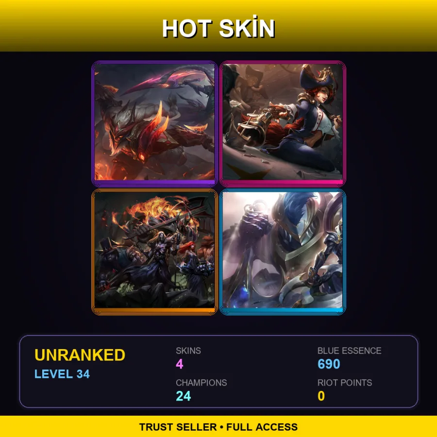 EUW | Lv34 | Unranked | 4 Skin | 24 Champ — Dragonslayer Olaf