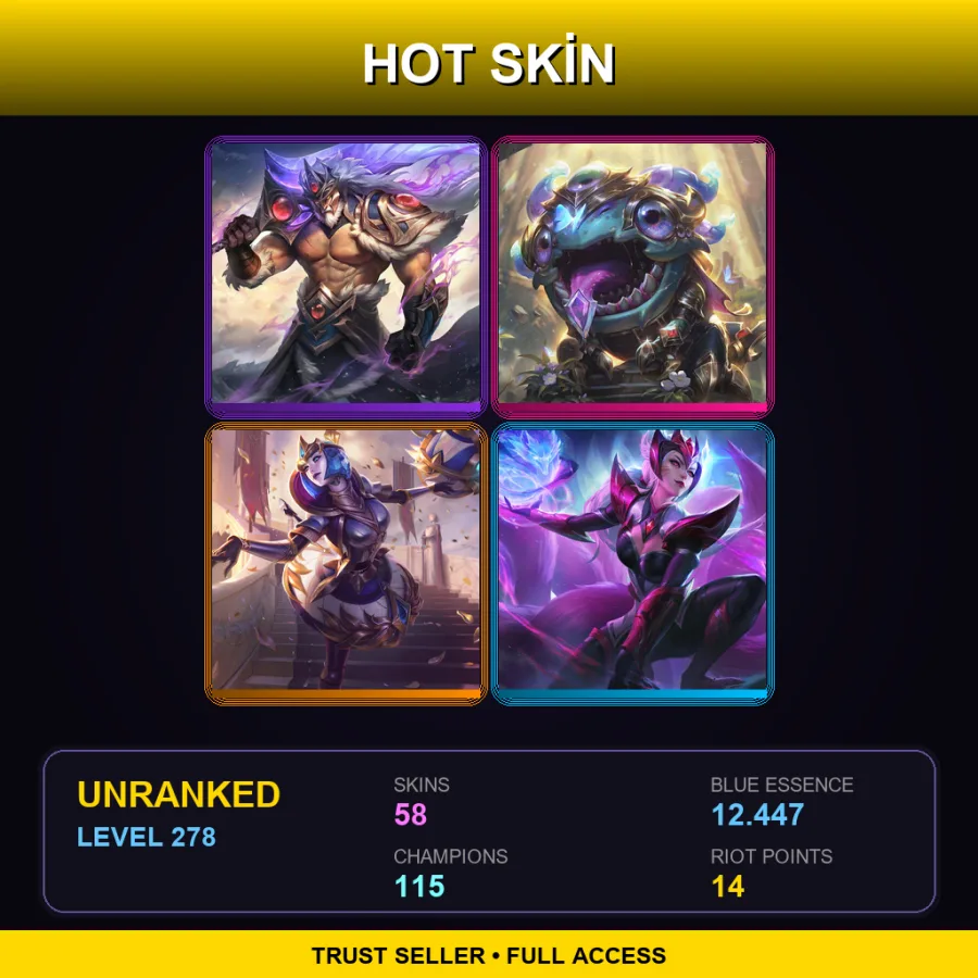 EUW | Lv278 | Unranked | 58 Skin | 115 Champ — Draven Draven