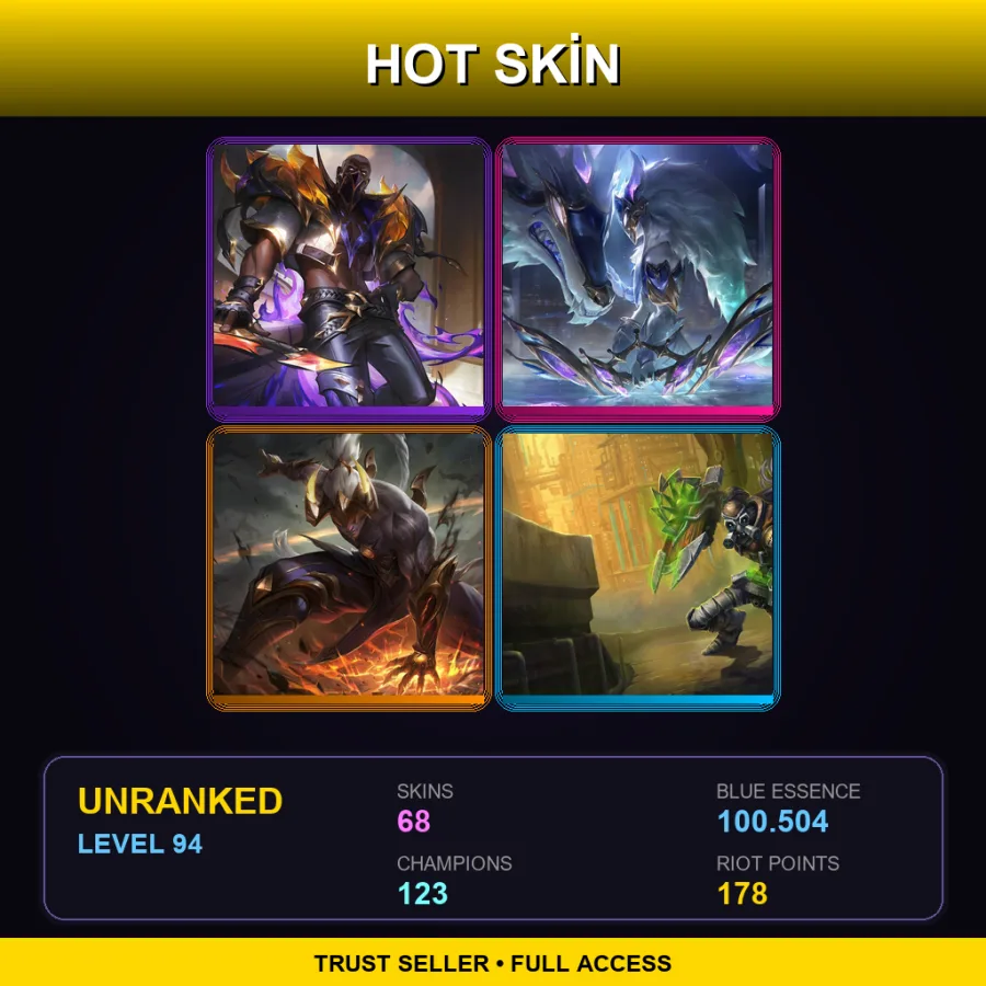 NA | Lv94 | Unranked | 68 Skin | 123 Champ