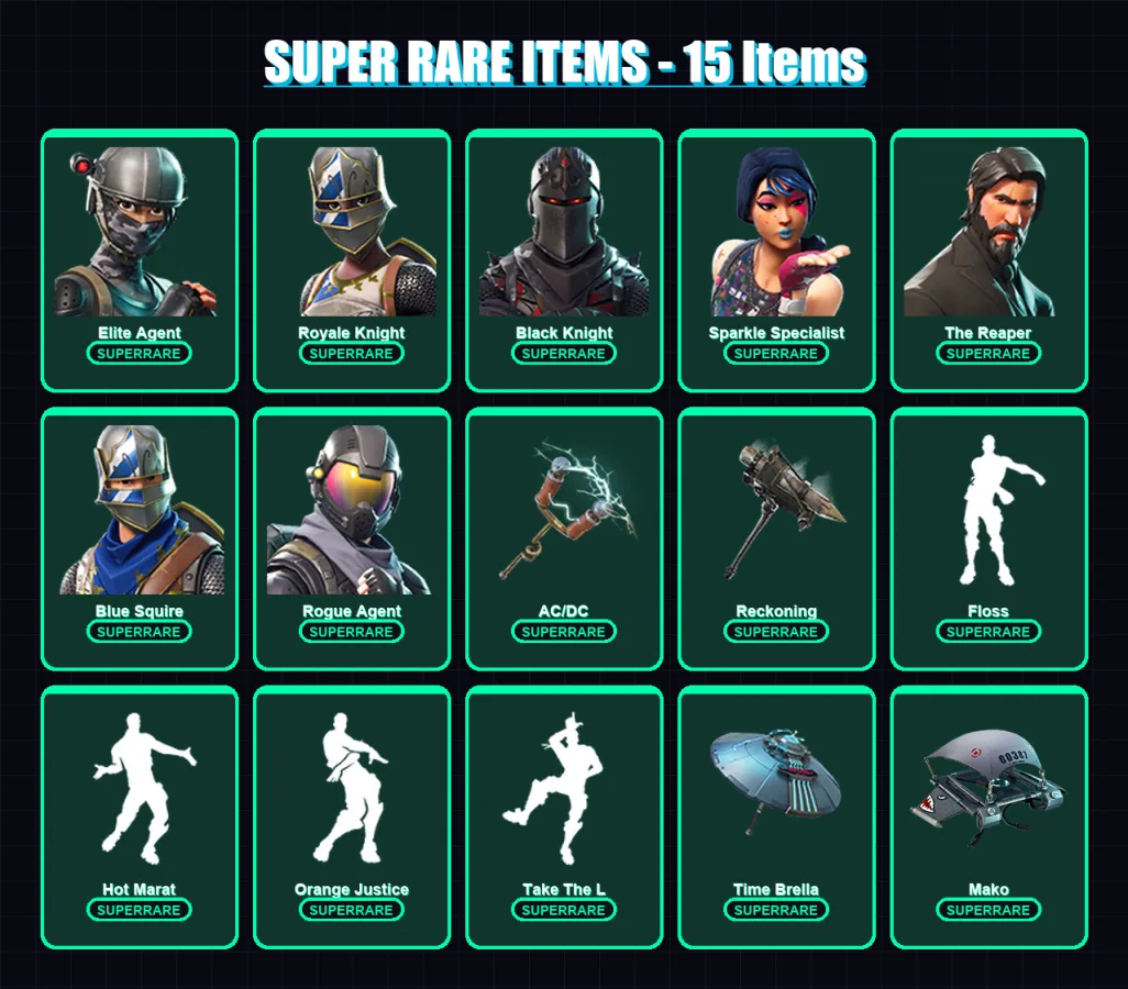 [PS4/PS5/XBOX/PC] | Elite Agent | Royale Knight | Black Knight | Sparkle Specialist | The Reaper | 81 skin | 50 pickaxe | 84 emote | 67 glider | Lv9