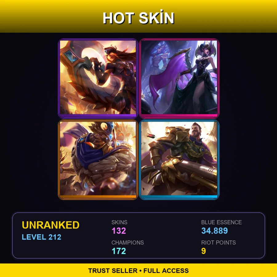 EUW | Victorious Sivir | Victorious Morgana | Victorious Maokai | Victorious Graves | 132 Skin | 172 Champ | Lv212