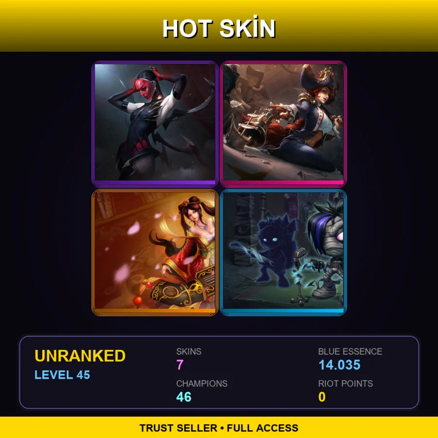 EUW | Lv45 | Unranked | 7 Skin | 46 Champ