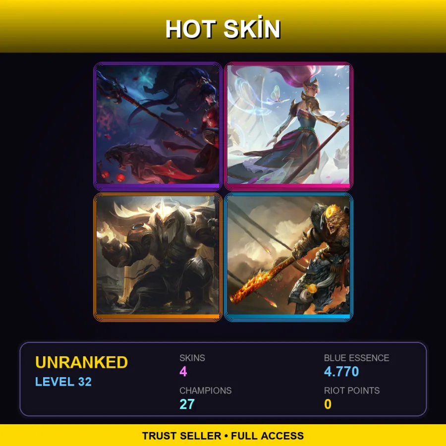 EUNE | Lv32 | Unranked | 4 Skin | 27 Champ
