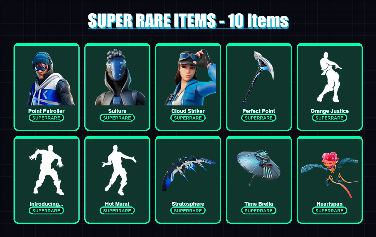 [PS4/PS5/XBOX/PC] | Point Patroller | Sultura | Cloud Striker | Blackheart | The Ice King | 118 skin | 162 pickaxe | 139 emote | 141 glider | Lv2392