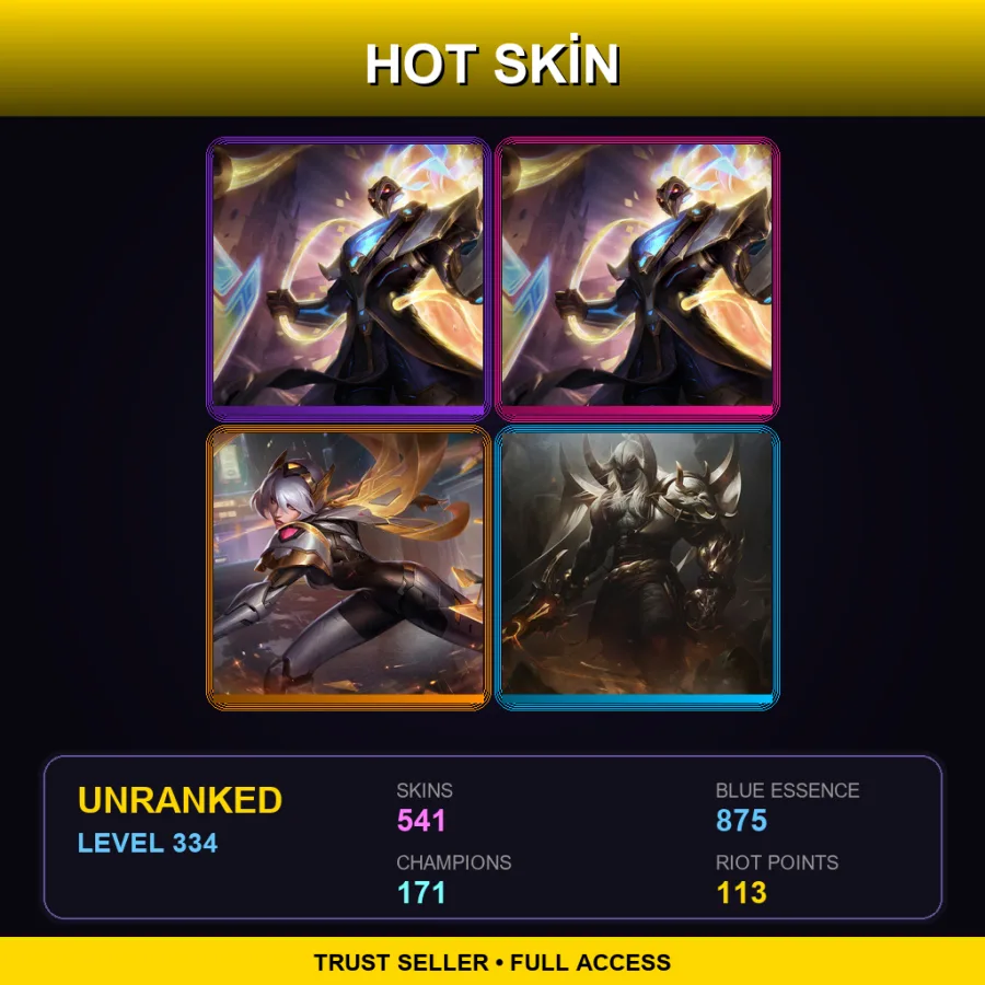 NA | Lv334 | Unranked | 541 Skin | 171 Champ