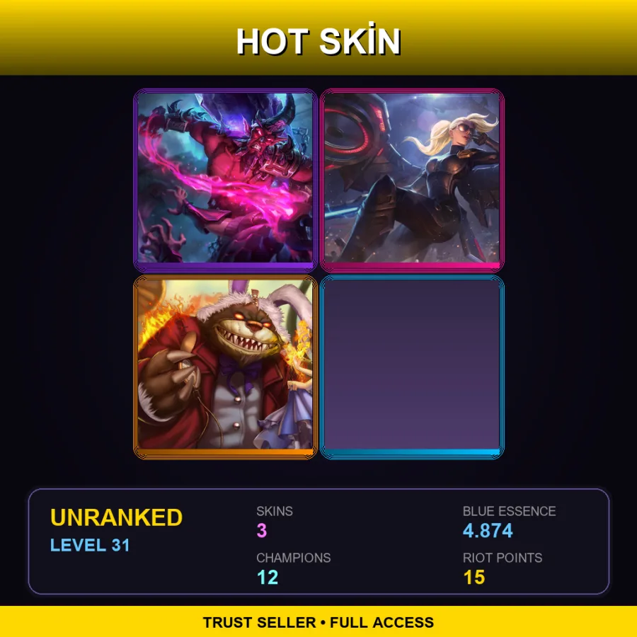 EUW | Lv31 | Unranked | 3 Skin | 12 Champ