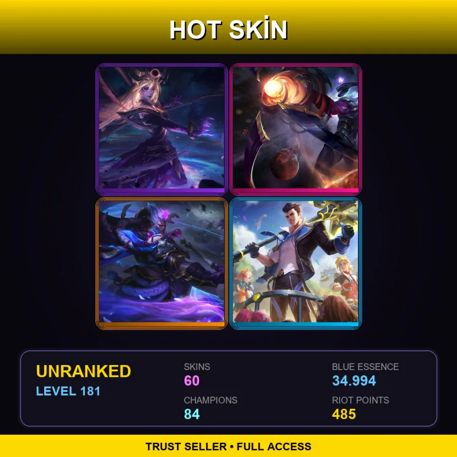 LAS | Lv181 | Unranked | 60 Skin | 84 Champ — LoL account