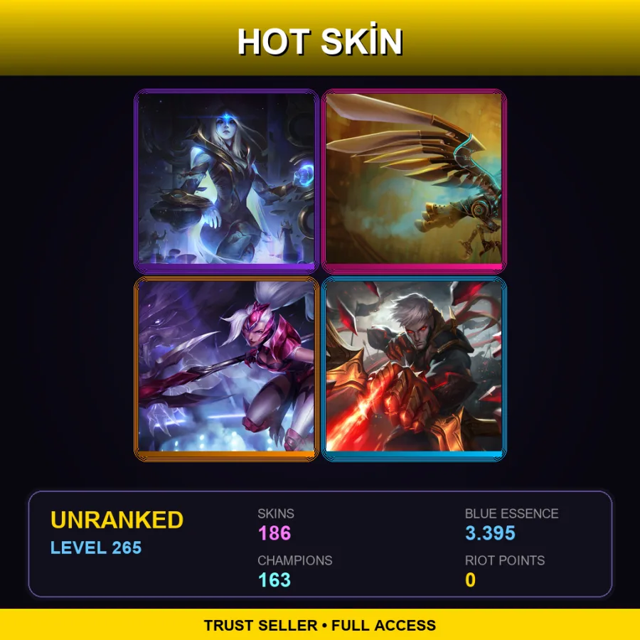 VN | Lv265 | Unranked | 186 Skin | 163 Champ — Heartseeker Lucian