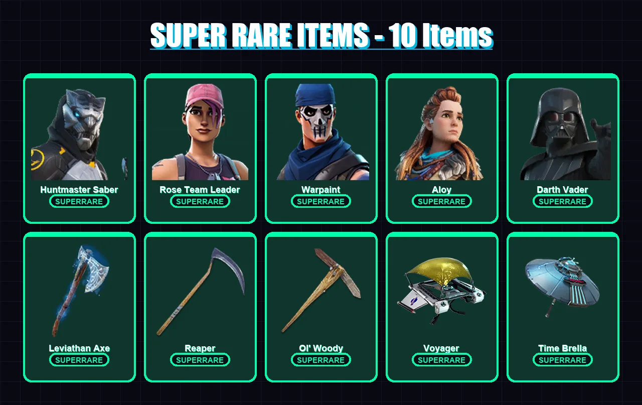 [PC/XBOX/PSN] | Huntmaster Saber | Rose Team Leader | Warpaint | Aloy | Darth Vader | 500 skin | 450 pickaxe | 352 emote | 288 glider | Lv3541
