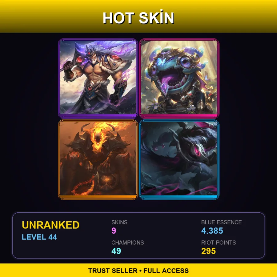 TR | Lv44 | Unranked | 9 Skin | 49 Champ