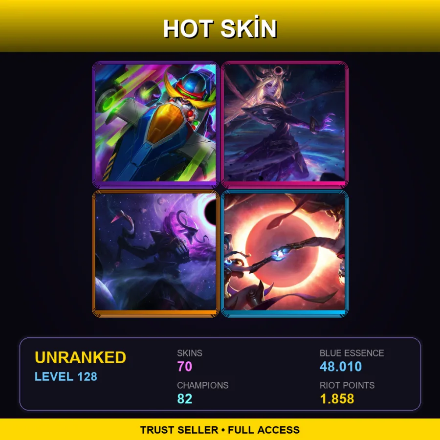 EUW | Lv128 | Unranked | 70 Skin | 82 Champ