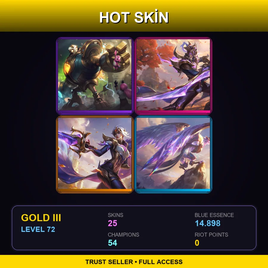 LAN | Lv72 | Gold III | 25 Skin | 54 Champ — LoL account