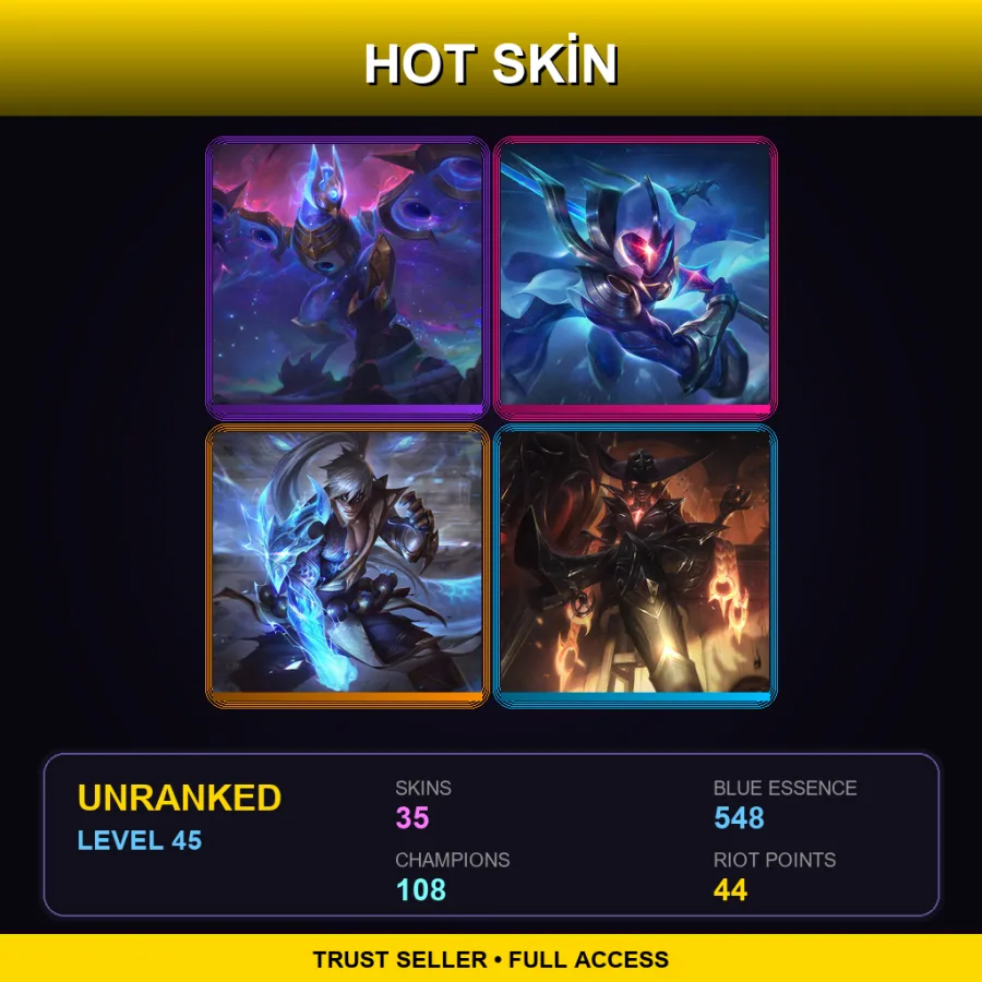 LAS | Lv45 | Unranked | 35 Skin | 108 Champ