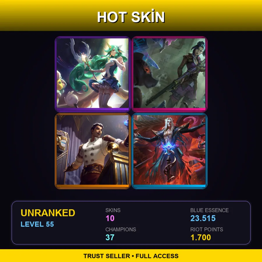 NA | Lv55 | Unranked | 10 Skin | 37 Champ