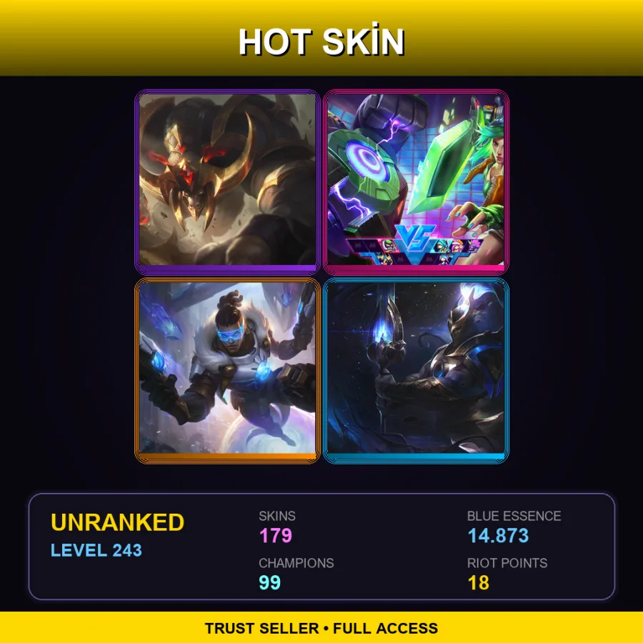 EUW | Lv243 | Unranked | 179 Skin | 99 Champ