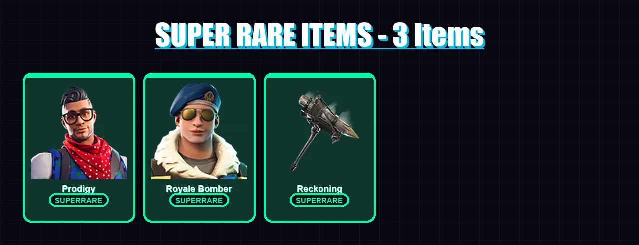 [PC/XBOX/PSN] | Prodigy | Royale Bomber | Lynx | Zenith | Blackheart | 30 skin | 32 pickaxe | 43 emote | 34 glider | Lv596