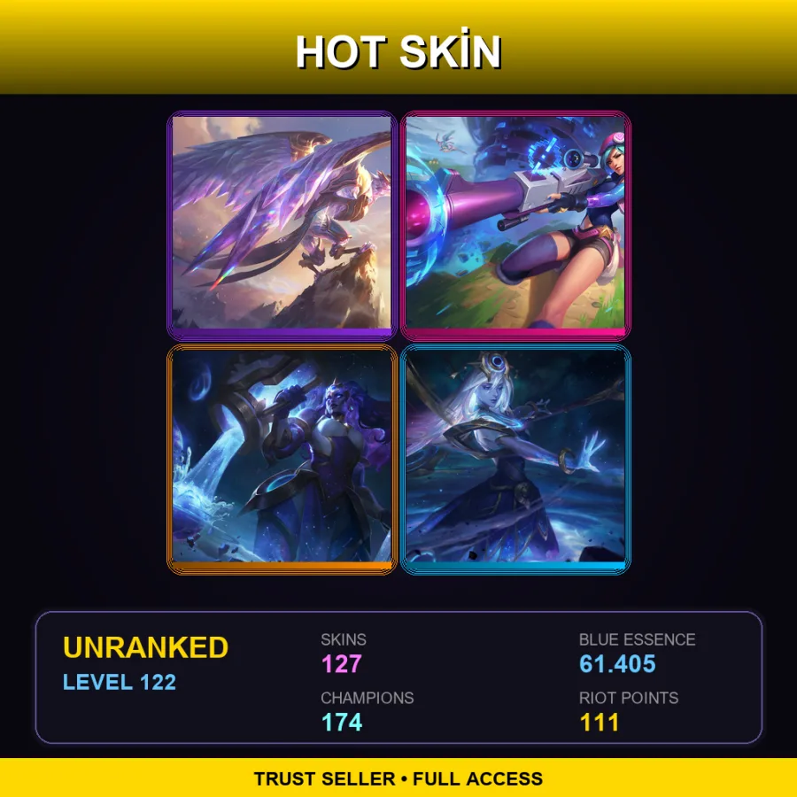 VN | Lv122 | Unranked | 127 Skin | 174 Champ — Woad Ashe