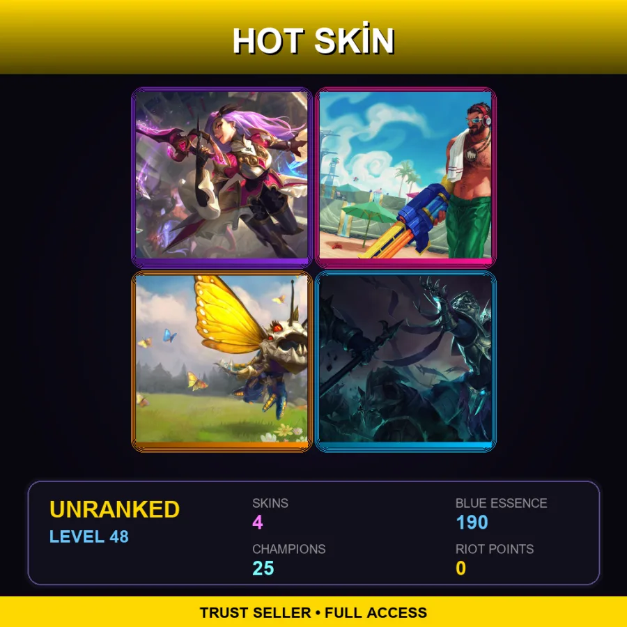 NA | Lv48 | Unranked | 4 Skin | 25 Champ — LoL account