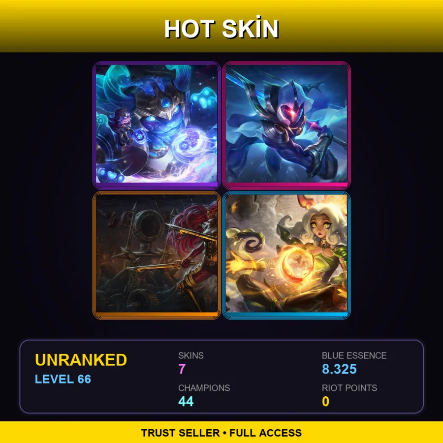 LAN | Lv66 | Unranked | 7 Skin | 44 Champ — LoL account