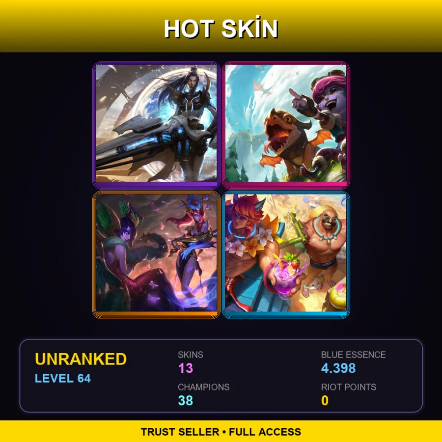 SG | Lv64 | Unranked | 13 Skin | 38 Champ — LoL account