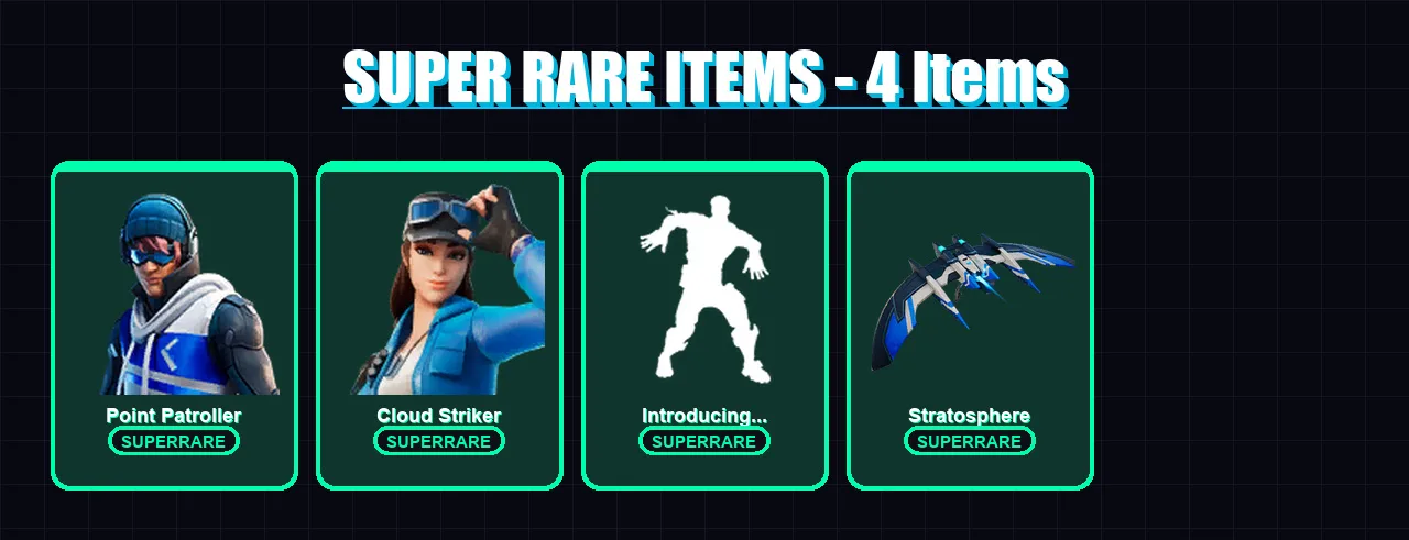 [PS4/PS5/XBOX/PC] | Point Patroller | Cloud Striker | Sorana | The Imagined | Joey | 69 skin | 65 pickaxe | 56 emote | 63 glider | Lv1409