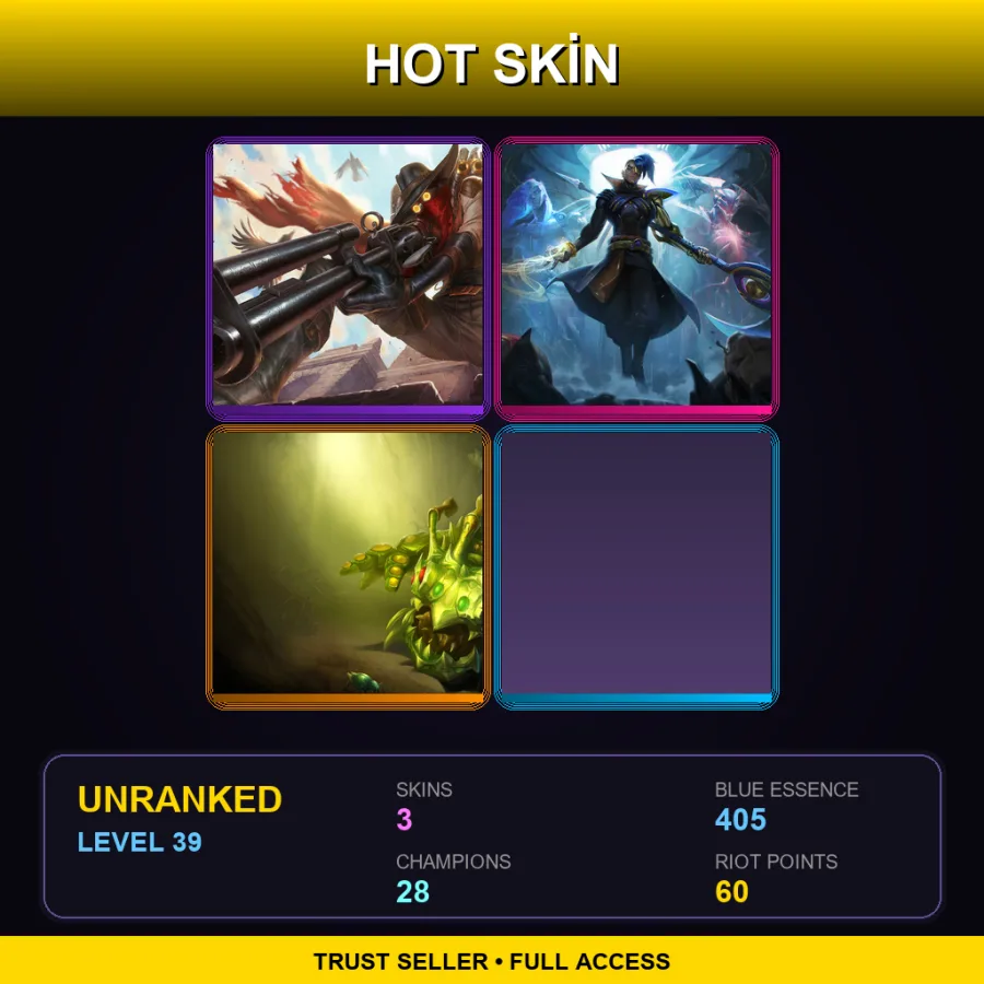 EUW | Lv39 | Unranked | 3 Skin | 28 Champ