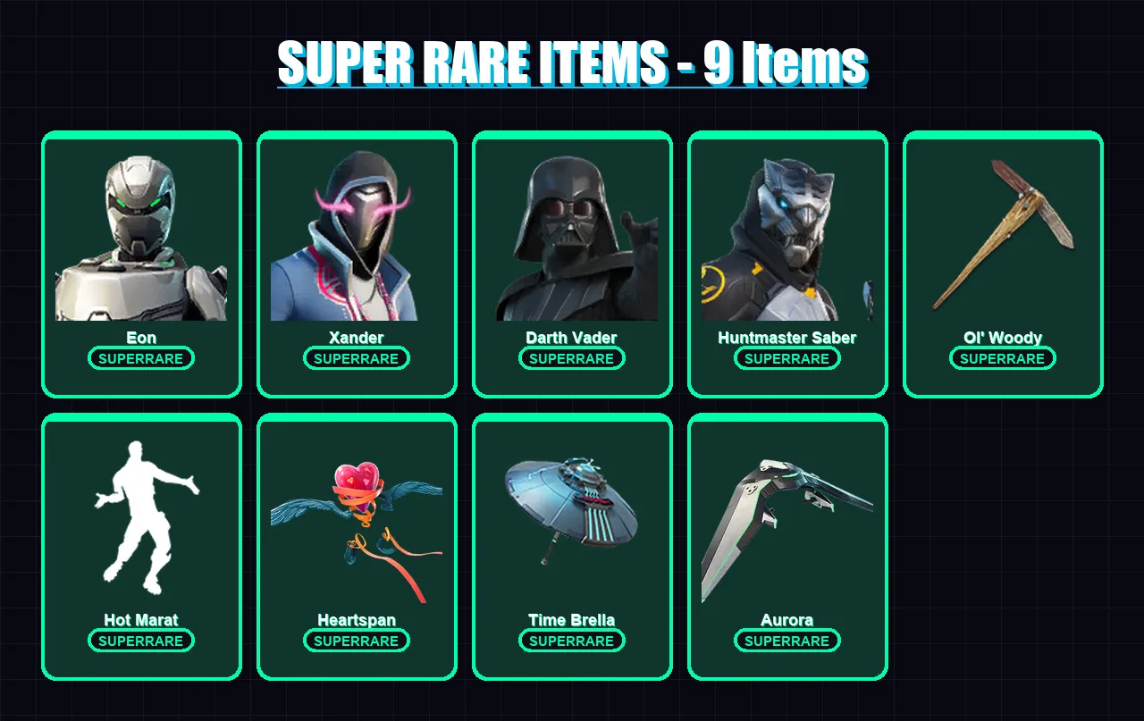 [PC] | Eon | Xander | Darth Vader | Huntmaster Saber | Omegarok | 324 skin | 348 pickaxe | 265 emote | 226 glider | Lv2886