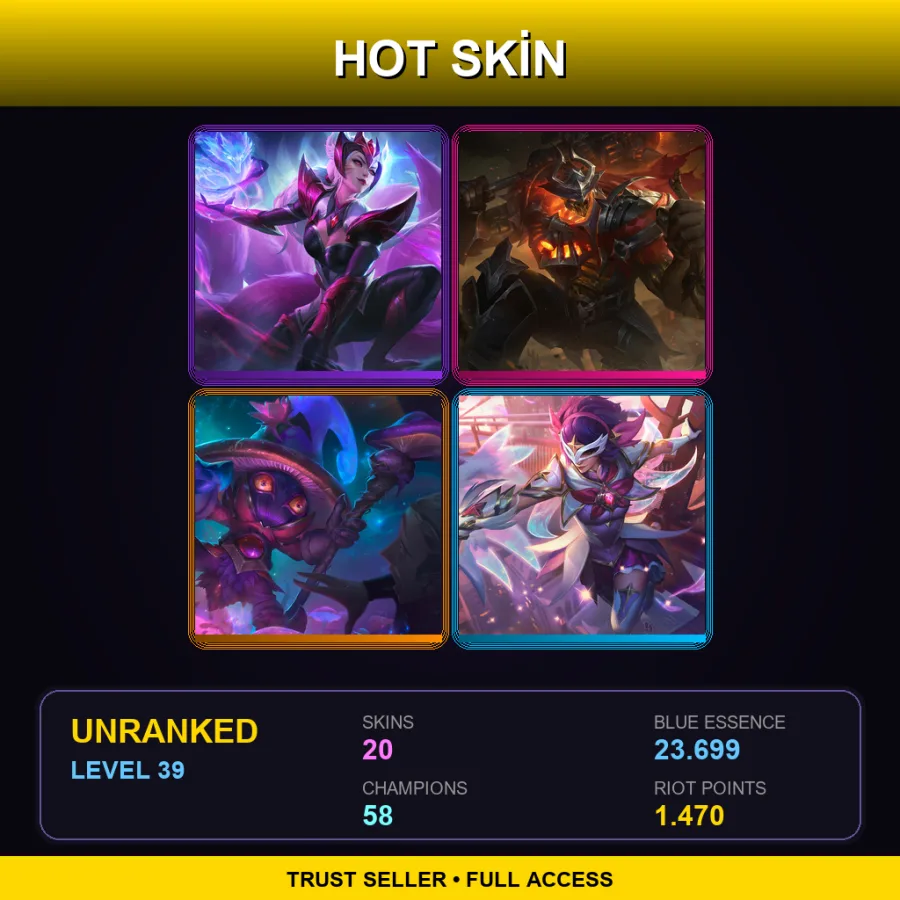 EUW | Lv39 | Unranked | 20 Skin | 58 Champ