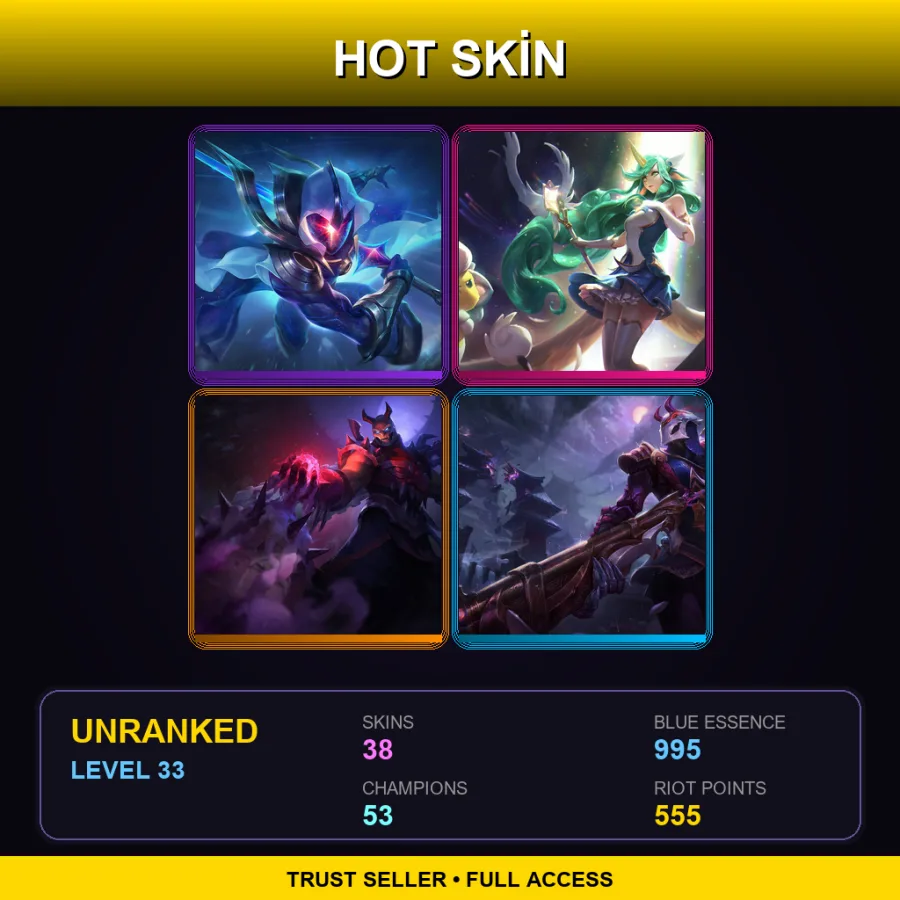 EUNE | Lv33 | Unranked | 38 Skin | 53 Champ — LoL account