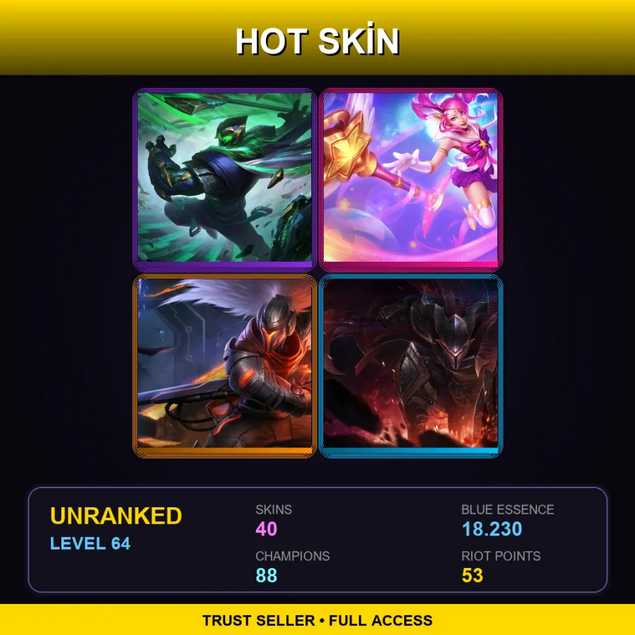 EUNE | Lv64 | Unranked | 40 Skin | 88 Champ
