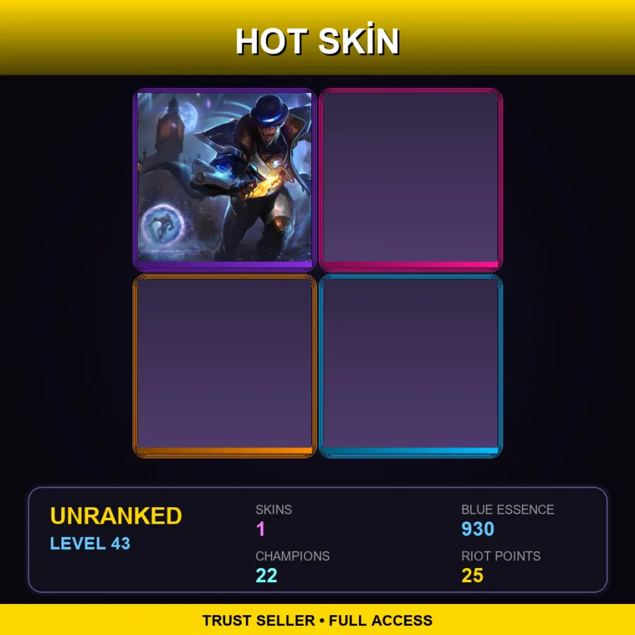 OCE | Lv43 | Unranked | 1 Skin | 22 Champ — LoL account