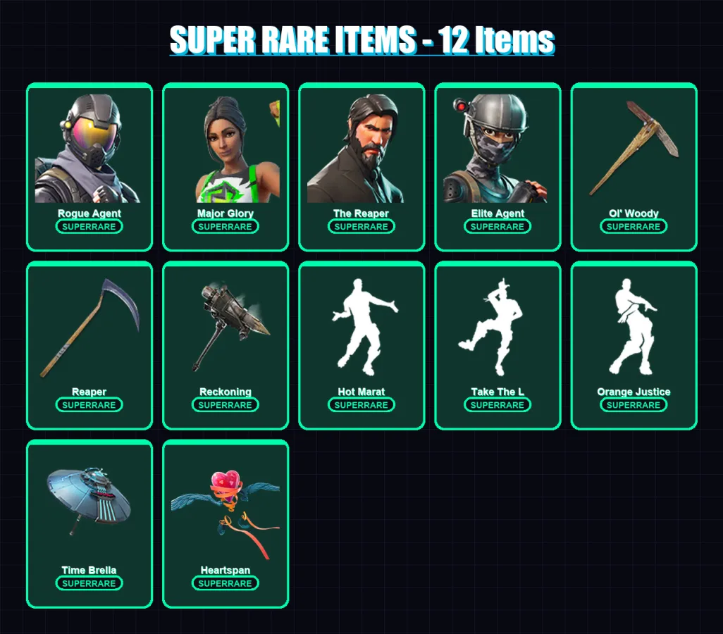 [PS4/PS5/PC] | Rogue Agent | Major Glory | The Reaper | Elite Agent | Peter Griffin | 178 skin | 180 pickaxe | 161 emote | 163 glider | Lv2496 — Fortnite account