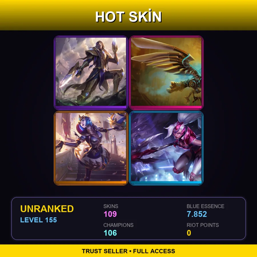 VN | Lv155 | Unranked | 109 Skin | 106 Champ — LoL account