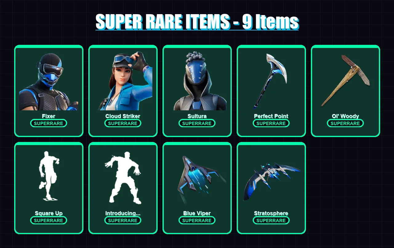[SWITCH/XBOX/PC] | Fixer | Cloud Striker | Sultura | Torin | Kymera | 89 skin | 118 pickaxe | 105 emote | 83 glider | Lv1283