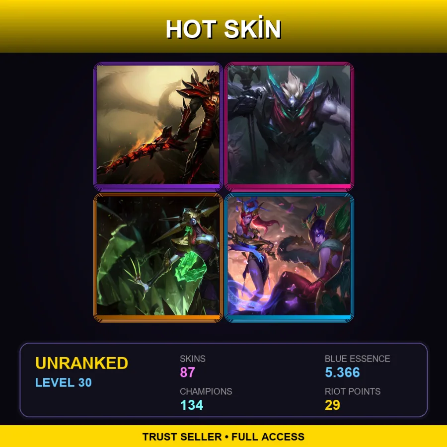 NA | Lv30 | Unranked | 87 Skin | 134 Champ