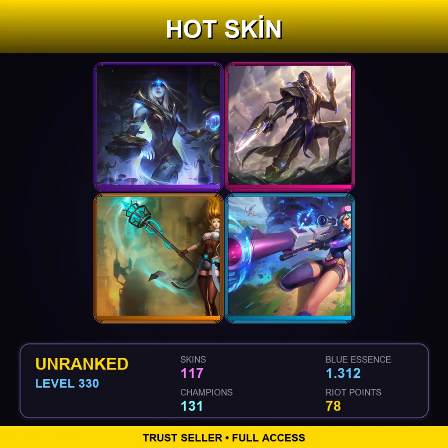 LAS | Lv330 | Unranked | 117 Skin | 131 Champ — Woad King Darius