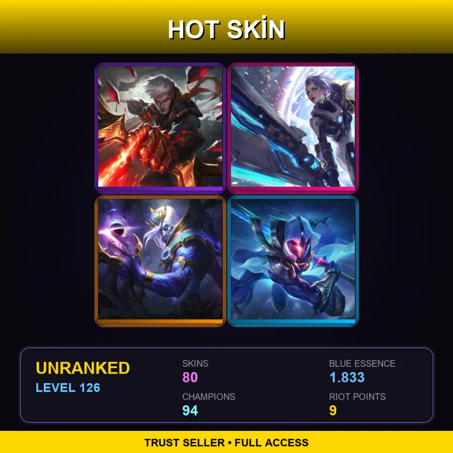 SG | Lv126 | Unranked | 80 Skin | 94 Champ — LoL account