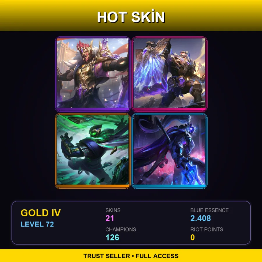 SG | Lv72 | Gold IV | 21 Skin | 126 Champ