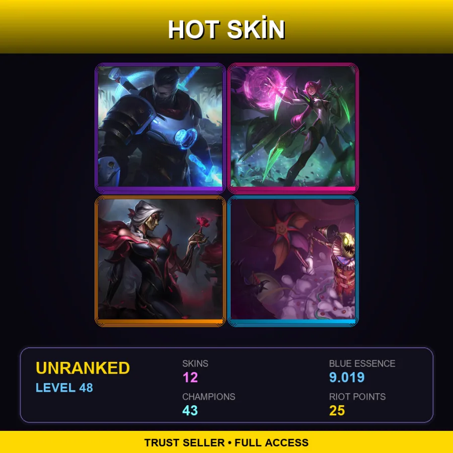 TR | Lv48 | Unranked | 12 Skin | 43 Champ — LoL account