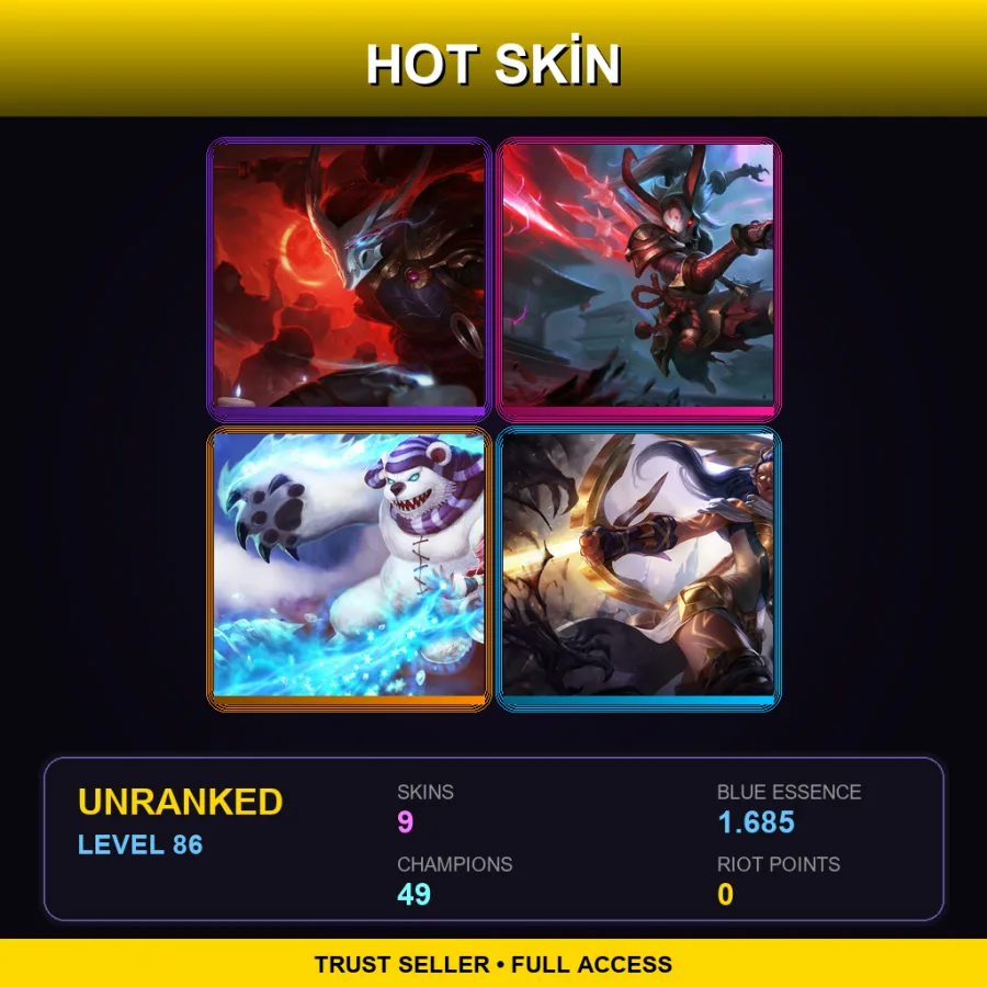 VN | Lv86 | Unranked | 9 Skin | 49 Champ