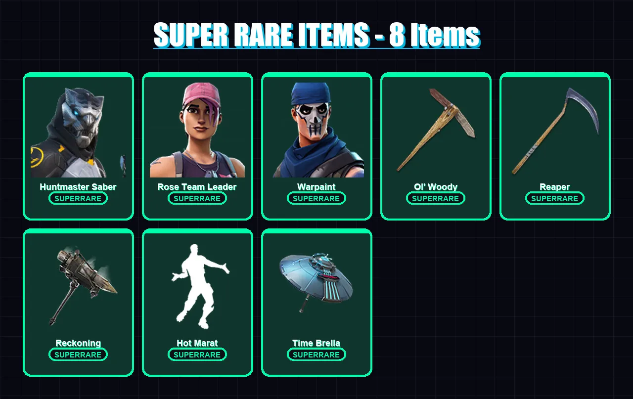 [PC] | Huntmaster Saber | Rose Team Leader | Warpaint | Calamity | Gear Specialist Maya | 112 skin | 163 pickaxe | 118 emote | 134 glider | Lv2080