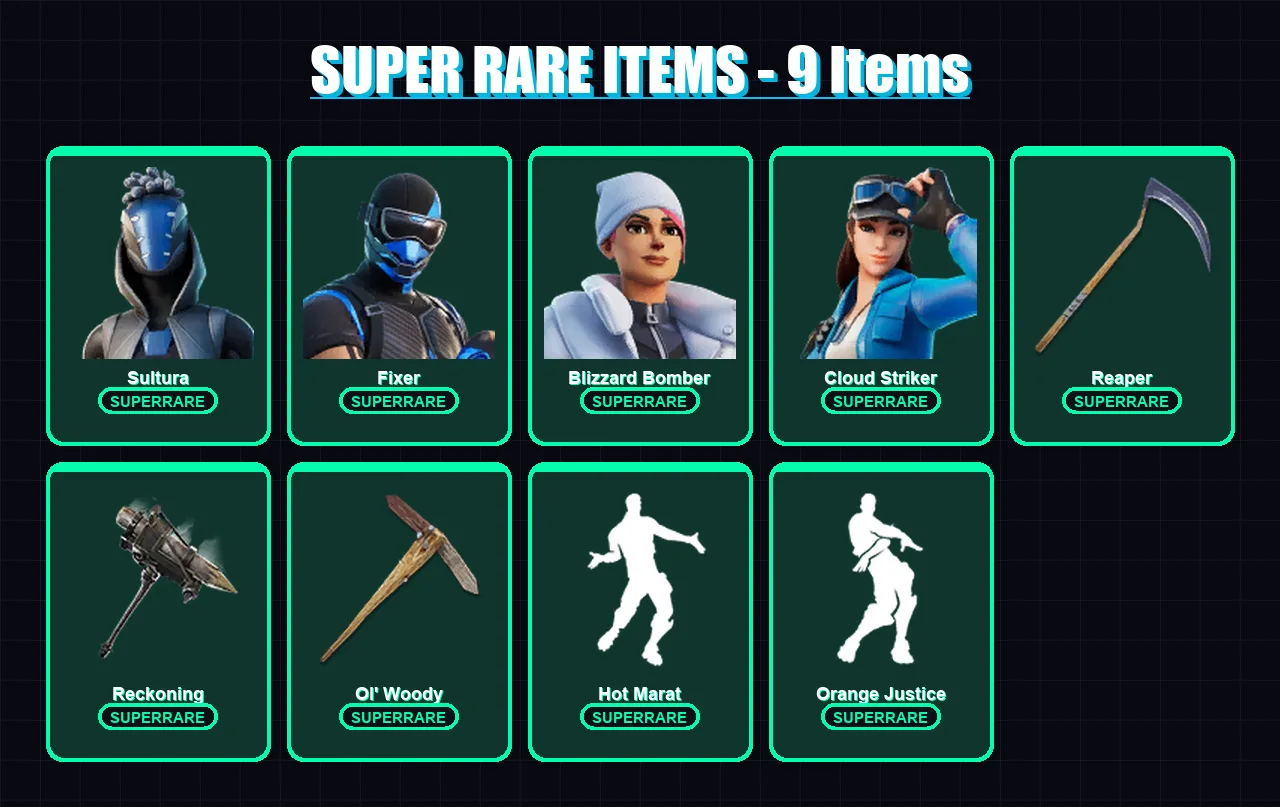 [PS4/PS5/XBOX/PC] | Sultura | Fixer | Blizzard Bomber | Cloud Striker | Galaxia | 103 skin | 86 pickaxe | 73 emote | 78 glider | Lv1215