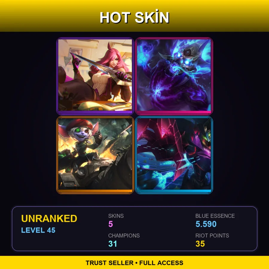 EUW | Lv45 | Unranked | 5 Skin | 31 Champ