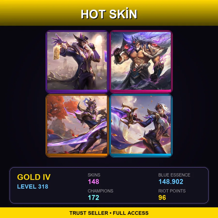 EUW | Lv318 | Gold IV | 148 Skin | 172 Champ — LoL account