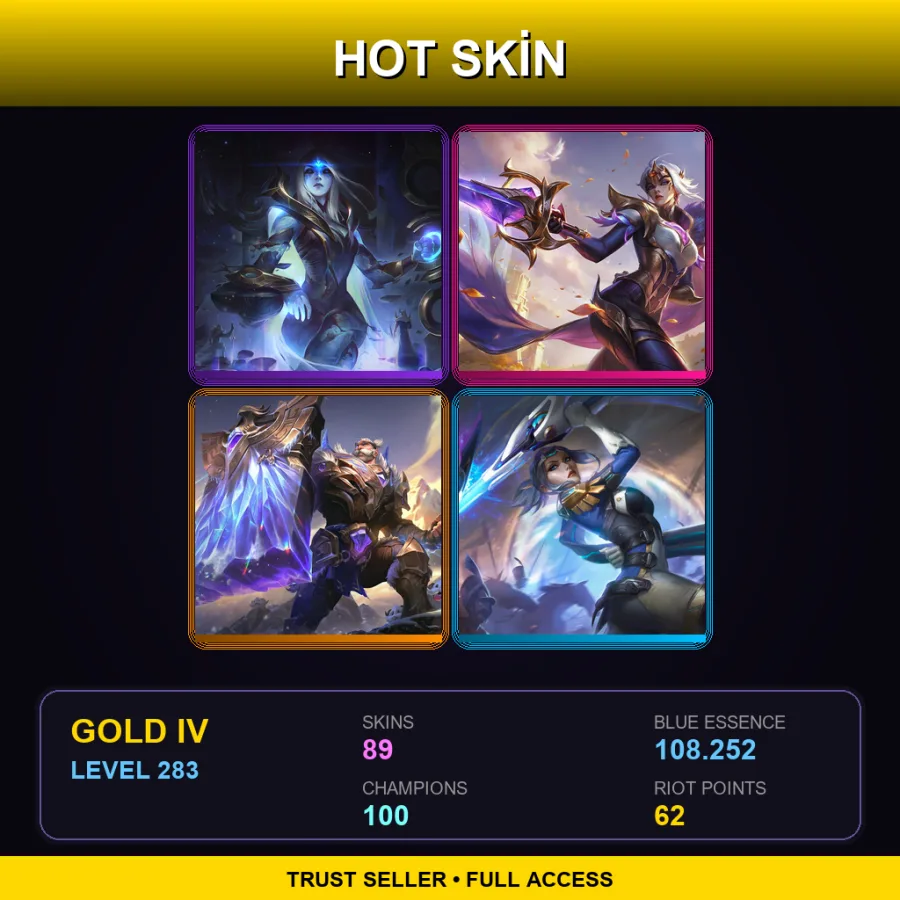 EUW | Cosmic Queen Ashe | Victorious Fiora | Victorious Braum | Pulsefire Fiora | 89 Skin | 100 Champ | Gold IV | Lv283